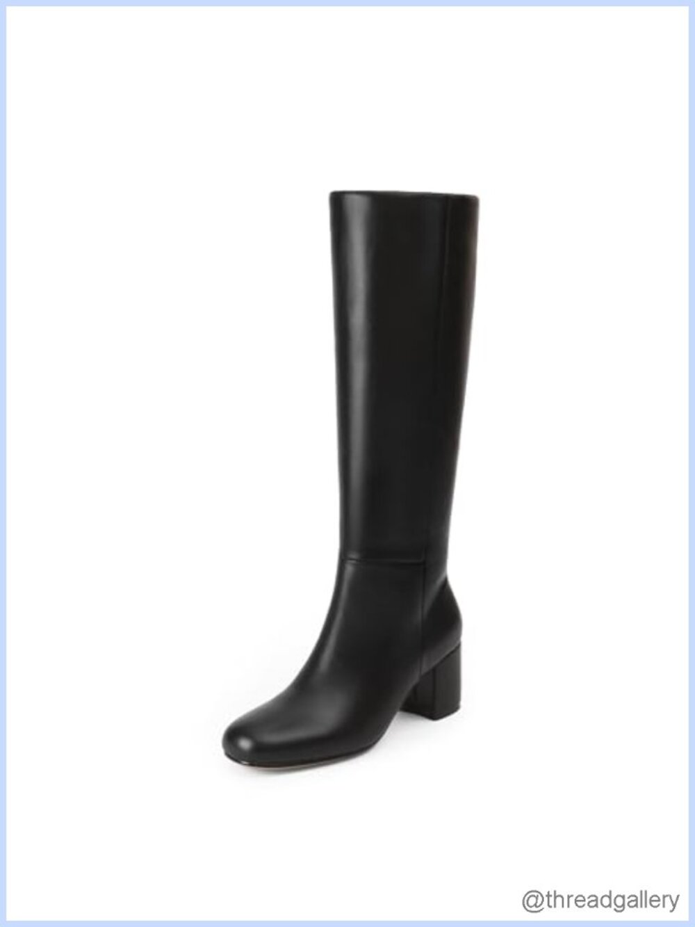 Faux Leather Knee High Boots for Women Round Toe Chunky Block Heel Side Zip